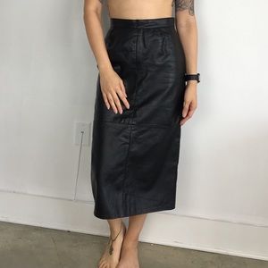VINTAGE 100% Leather Handmade Midi Skirt